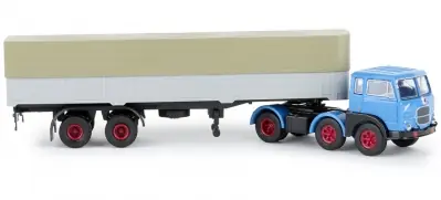 Professionale BREKINA 58501 camion Fiat 690 con rimorchio azzurro e telone beige in scala 1:87