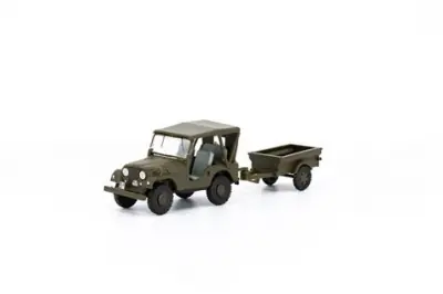 Arwico 85.005102 mezzo militare Jeep Willys M38A1 con rimorchio in scala 1:87 H0 Quantità Limitata