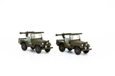 Promozione Esclusiva Arwico 85.005106 set di 2 Jeep militari armate IAK PAK 58 in scala 1:87 H0