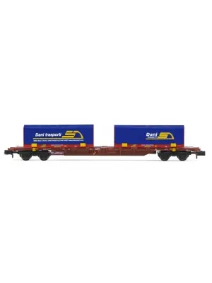 Promo Stagionale Arnold HN6586 carro merci FS Tipo Sgnss con carico 2 container "Dani Trasporti" - scala N