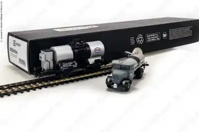 Promozione Esclusiva BLACKSTAR 1:87 H0 BS00094 Set carro FS cisterna ESSO tipo Mbe e camion cisterna Lancia 3RO Epoca III