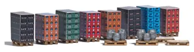 Consegna Rapida Busch 1814 set di 12 pallet con carichi bevande in scala 1:87 H0