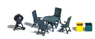 Prezzo Conveniente Busch 1190 set giardino con barbecue in scala 1:87 H0