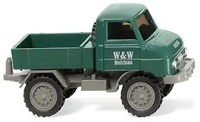Wiking 037107 H0 1:87 - camion Unimog U 411 W&W di colore verde scuro con cassone aperto Compra Adesso