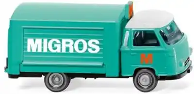 Wiking 027901 H0 1:87 - camion cassonato con portelloni laterali apribili marchiato "Migros" Professionale
