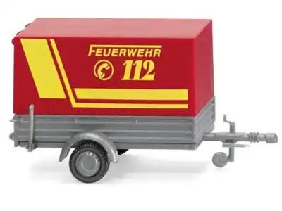 Wiking 005605 H0 1:87 - carrello appendice con telone dei Vigili del Fuoco tedeschi 112 Super Prezzo