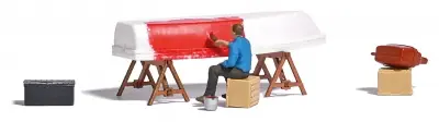 Offerta Speciale Busch 79816 personaggi: uomo che pittura imbarcazione in scala 1:87 H0