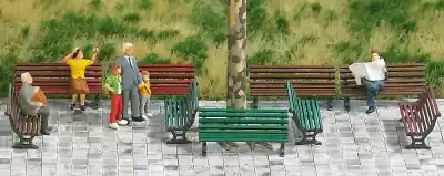 Busch 1149 set di 12 panchine per parco o giardino in diverse colorazioni in scala 1:87 H0 Direttamente Dal Produttore