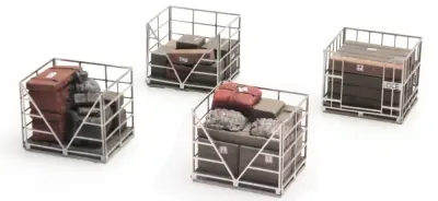 Ultime Pezzi Artitec 387.222 set di 4 bancali pallet metallici con carico merci in scala 1:87 H0