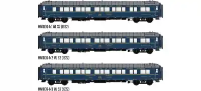 Bestseller Models Word 1006-1 H0 1:87 - treno "Bombay Express" set di 3 carrozze CIWL di Epoca II