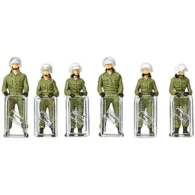 Preiser 10395 personaggi: set di 6 poliziotti tedeschi in tenuta antisommossa in scala 1:87 H0 Promo Stagionale
