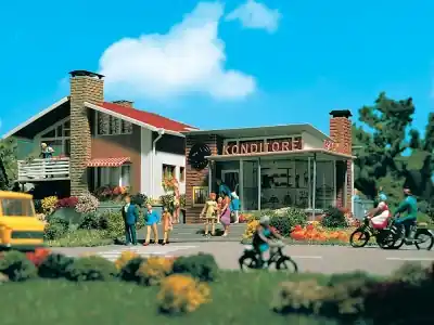 Vollmer 43724 - scala H0 1:87 - edificio con casa unifamiliare e pasticceria annessa Vendita Finale