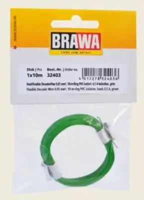 Ultima Occasione Brawa 32403 - cavo elettrico extra flessibile da 10 metri 0,05 mm di colore verde