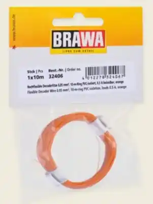 Acquista Ora Brawa 32406 - cavo elettrico extra flessibile da 10 metri 0,05 mm di colore arancione