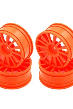 LC RACING CERCHI ARANCIO FLUO 14 RAZZE 25MM 1/10 ESAGONO 12MM (4) Ultimissimo Modello