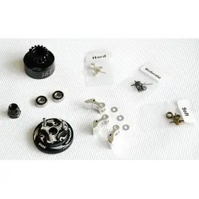 Alpha Plus Alpha Clutch Combo Set (16T Vented Campana Frizione +Bearing 5*11 ( 2pcs) + 34 mm Flywheel(Black) + 3pc Type cluth shoe (Alum) with 3 different springs and washers + Clutch Nut Promozione Esclusiva