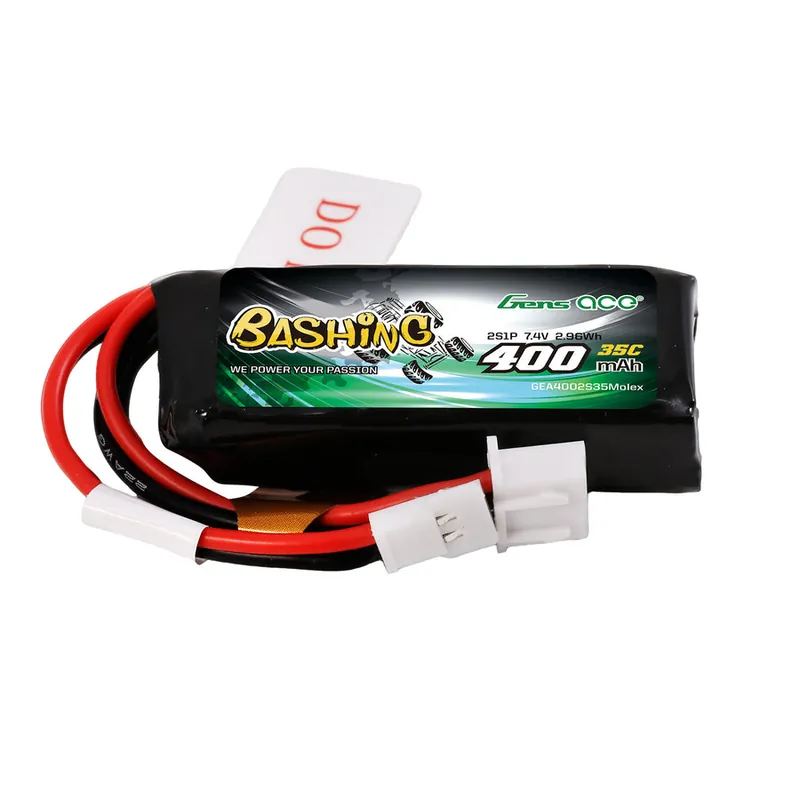 Gens ace 400mAh 7.4V 2S1P 35C Lipo Battery Pack with Molex Plug-Bashing Series – 2 Celle Soddisfatti O Rimborsati