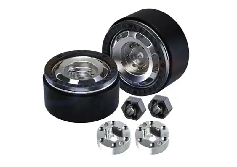 Prezzo Basso Cerchi beadlock SLVR 1.33 a 6 fori in alluminio nero 37x20mm (2 pz) per TRX-4M / SCX24