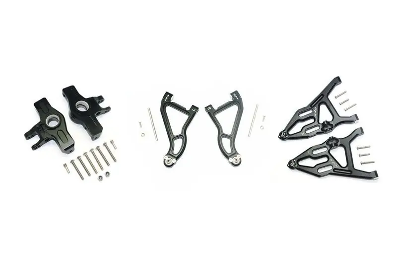 Prezzo Scontato SET BRACCI ANTERIORI SUPERIORI E INFERIORI IN ALLUMINIO + SET 28 PEZZI GPM TRX UDR nero