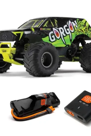 1/10 GORGON 4X2 MEGA 550 Brushed Monster Truck RTR with Battery & Charger Yellow Ordina Subito