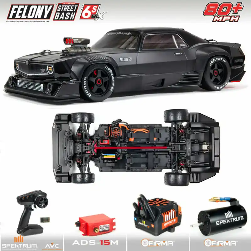 1/7 FELONY 6S BLX Street Bash All-Road Muscle Car RTR Black Soddisfatti O Rimborsati