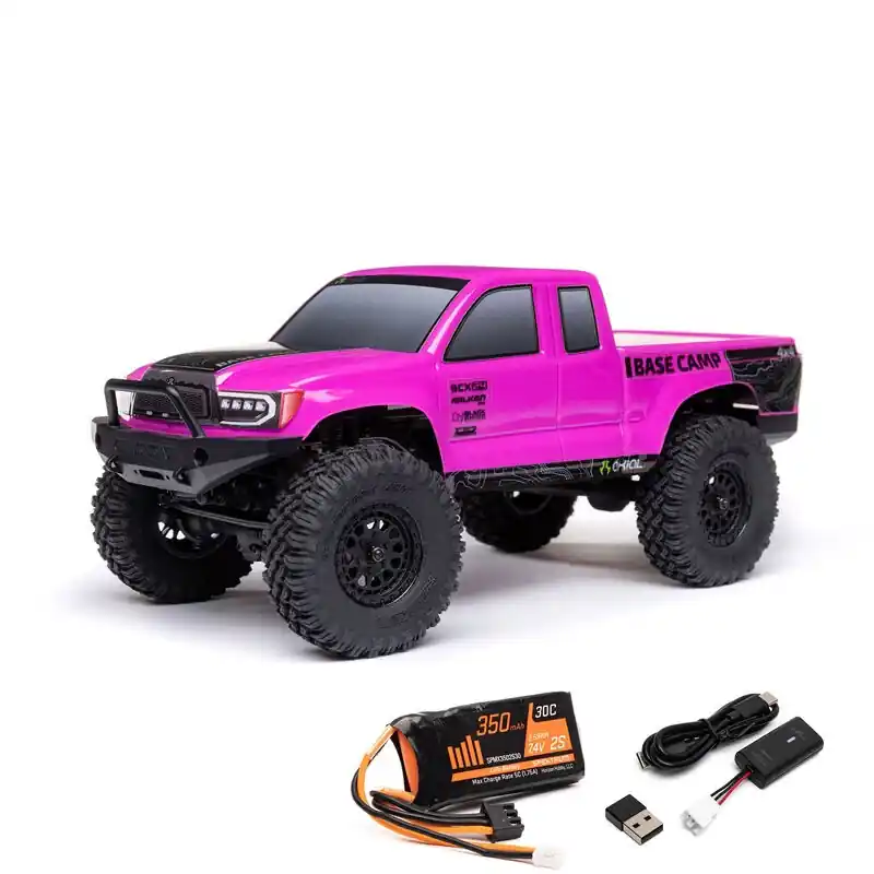 Novità 1/24 SCX24 Base Camp 4WD Rock Crawler Brushed RTR with Battery & Charger Pink