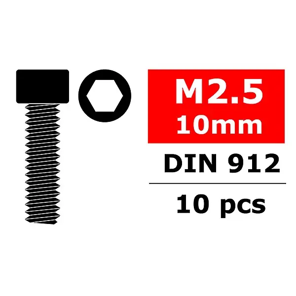 TEAM CORALLY STEEL SCREWS M2. 5 X 10MM HEX SOCKET HEAD 10 Super Prezzo