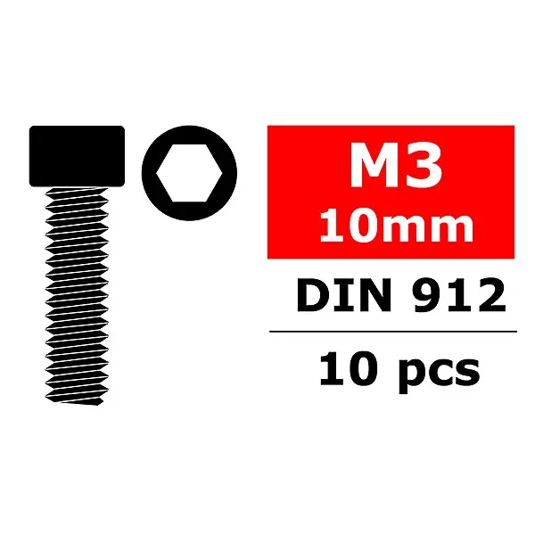 Direttamente Dal Produttore TEAM CORALLY STEEL SCREWS M3 X 10MM HEX SOCKET HEAD 10 PC