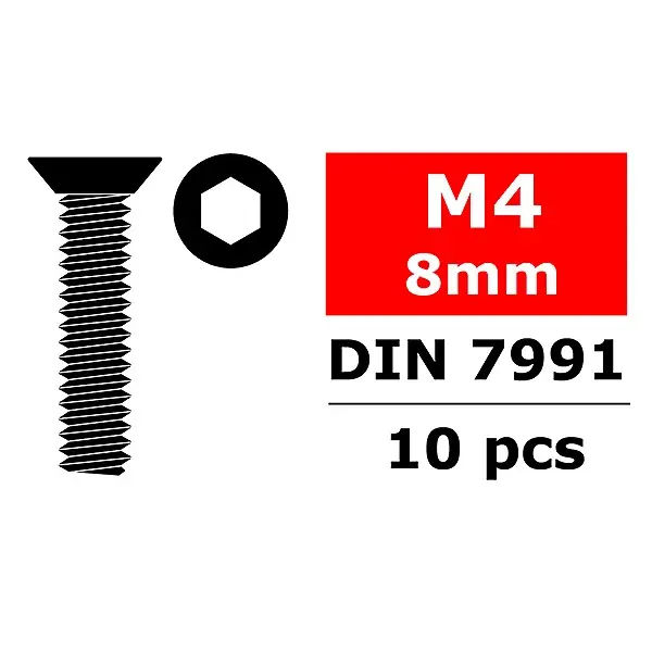 Pagamento Sicuro TEAM CORALLY STEEL SCREWS M4 X 8MM HEX FLAT HEAD 10 PCS