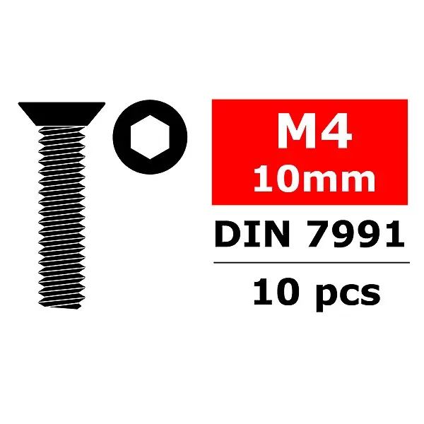 TEAM CORALLY STEEL SCREWS M4 X 10MM HEX FLAT HEAD 10 PCS Super Prezzo