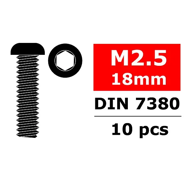 Solo Oggi TEAM CORALLY STEEL SCREWS M2. 5 X 18MM HEX BUTTON HEAD 10
