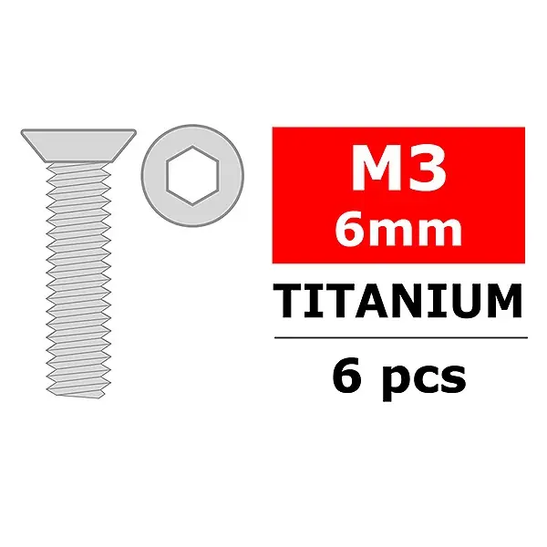 TEAM CORALLY TITANIUM SCREWS M3 X 6MM HEX FLAT HEAD 6 PCS Compra Online