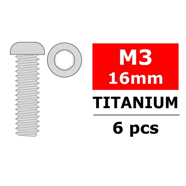 TEAM CORALLY TITANIUM SCREWS M3 X 16MM HEX BUTTON HEAD 6 Prezzo Basso
