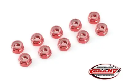 CORALLY ALUMINIUM NYLSTOP NUT M2 RED 10 PCS – (C-31015) Super Prezzo