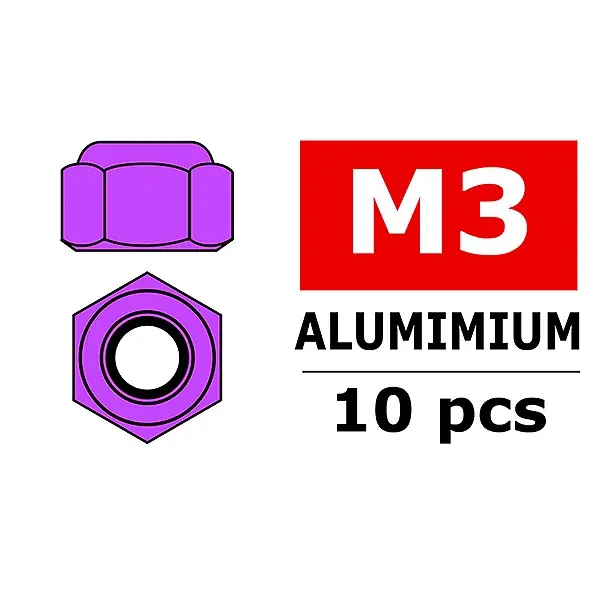 TEAM CORALLY ALUMINIUM NYLSTO P NUT M3 PURPLE 10 PCS Pagamento Sicuro