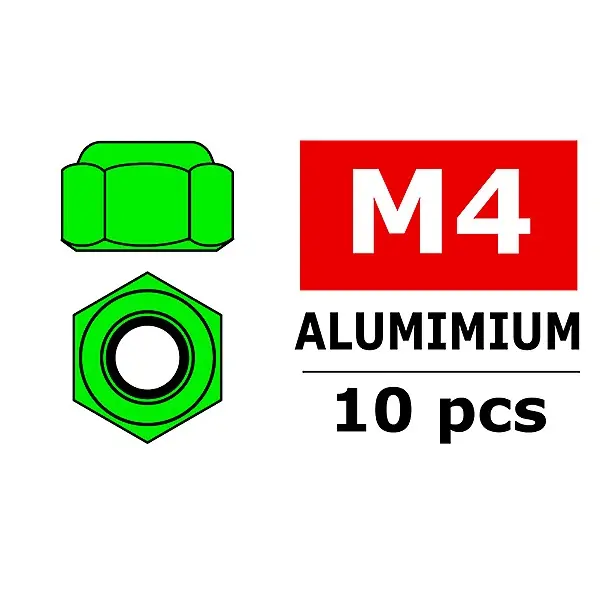 TEAM CORALLY ALUMINIUM NYLSTOP NUT M4 GREEN 10 PCS Bestseller