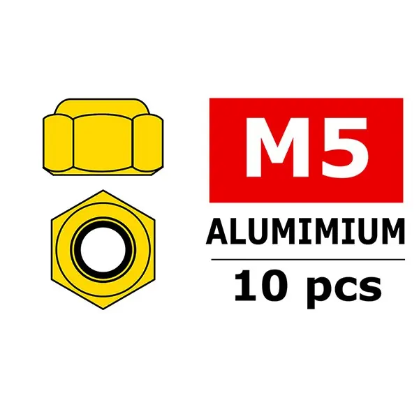 TEAM CORALLY ALUMINIUM NYLSTOP NUT M5 GOLD 10 PCS Ultima Occasione