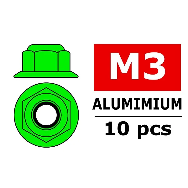 TEAM CORALLY ALUMINIUM NYLSTO P NUT M3 FLANGED GREEN 10 Ultimissimo Modello