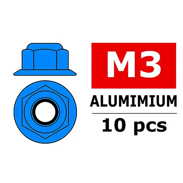 TEAM CORALLY ALUMINIUM NYLSTO P NUT M3 FLANGED BLUE 10 P Offerta Speciale