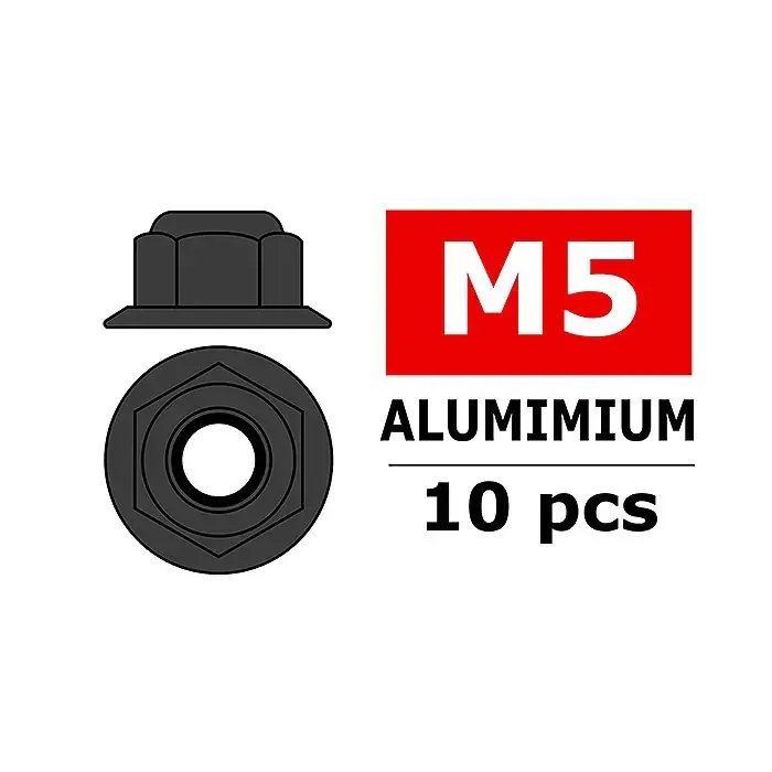 Compra Adesso CORALLY ALUMINIUM NYLSTOP NUT M5 FLANGED GUN METAL 10 PCS – (C-31143)