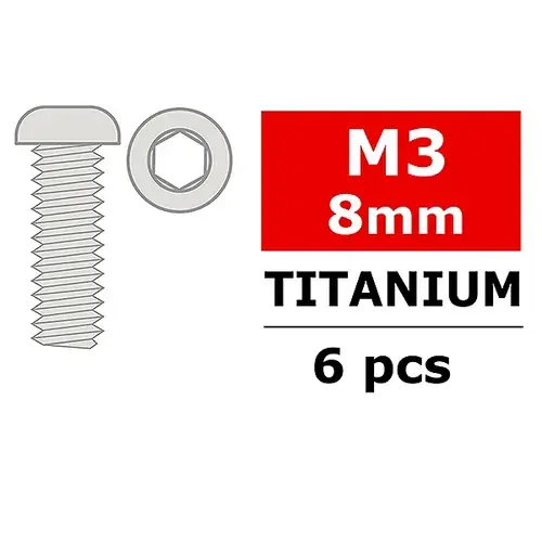 Promo Stagionale CORALLY TITANIUM SCREWS M3 X 8MM HEX BUTTON HEAD 6 PCS – (C-34021)