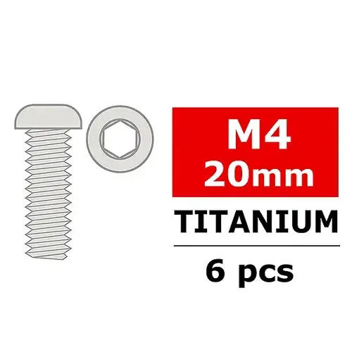 CORALLY TITANIUM SCREWS M4 X 20MM HEX BUTTON HEAD 6 PCS – (C-34045) Professionale