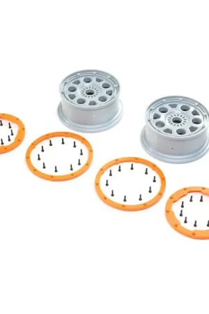 1/5 Front/Rear 4.75 Beadlock Wheels 24mm Hex Silver/Orange (2) DBXL-E 2.0 Compra Adesso