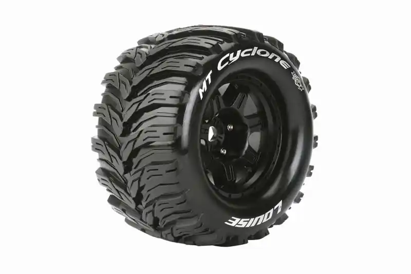 Compra Oggi Stesso SLVR MT-Cyclone MFT pneumatici soft su cerchio 3.8 nero 17mm (2) LOUISE 1/8 Monster Truck (cerchio B70xH97mm)