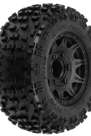 1/10 Badlands F/R 2.8 MT Tires Mounted 12mm/14mm Black Raid (2) Prezzo Conveniente
