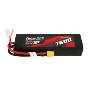 Gens ace 7600mAh 7.4V 60C 2S2P Lipo Battery PC material case with XT60 Plug Professionale