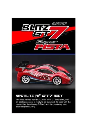 Occasione Imperdibile Blitz Carrozzeria GT7 Super Pista LIGHT con adesivi e alettone S (1/8 - GT)