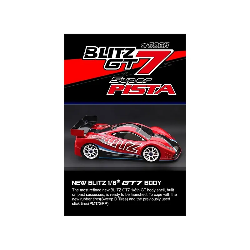 Occasione Imperdibile Blitz Carrozzeria GT7 Super Pista LIGHT con adesivi e alettone S (1/8 - GT)