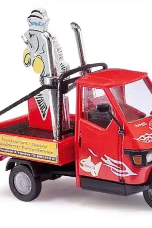 48473 Busch HO Piaggio Ape 50 con pubblicita Fishland scala 1 87 Offerta Lampo