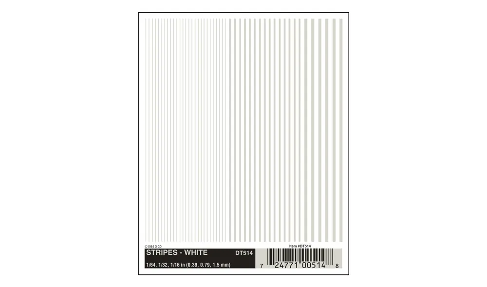 DT514 Woodland Scenics Decals strisce bianche larghezza vari spessori A Buon Prezzo